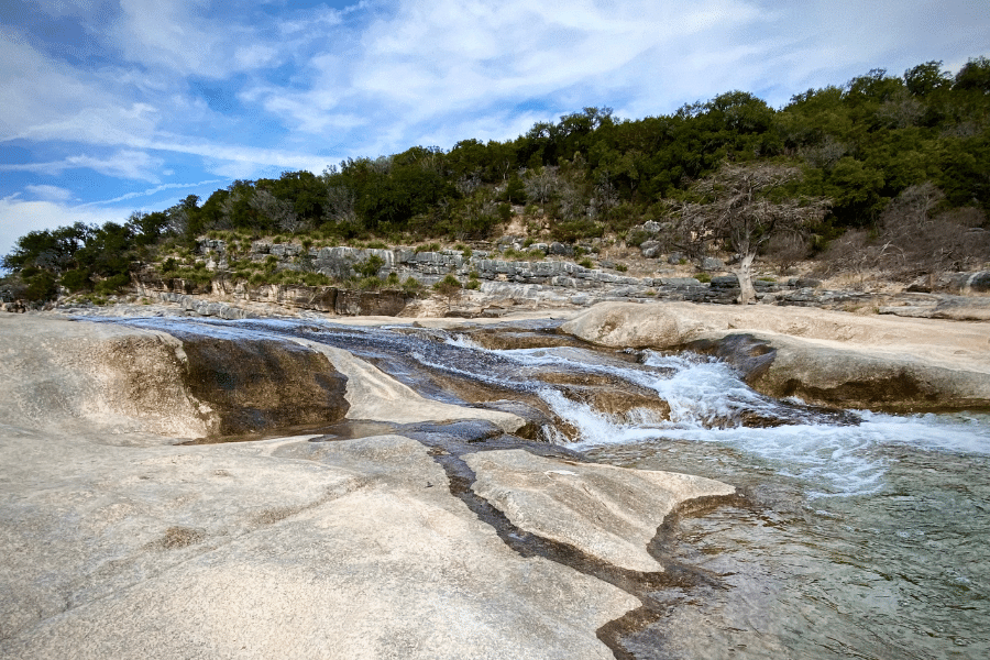 Pedernales falls, where is laura traveling