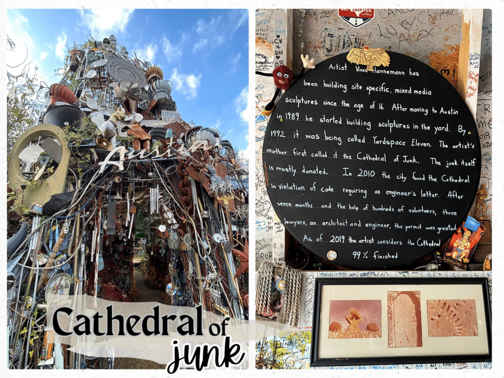 cathedral of junk in austin, where is laura traveling