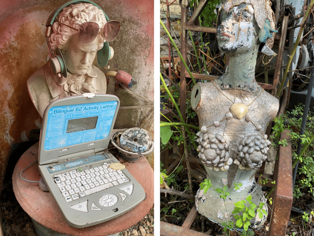 Sculptures inside the Cathedral of Junk in Austin, Where is Laura Traveling