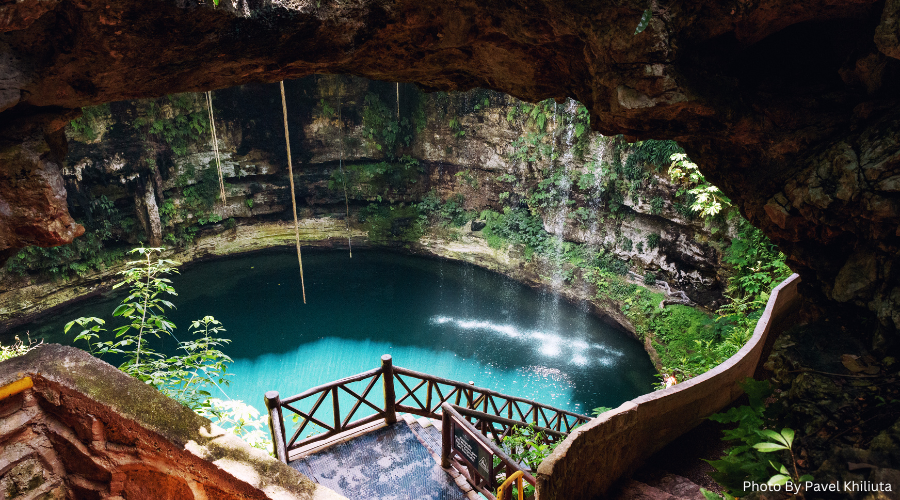 cenote in cancun, where is laura traveling