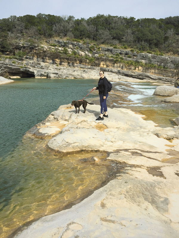 me and zooey near one of the best waterfalls in Texas